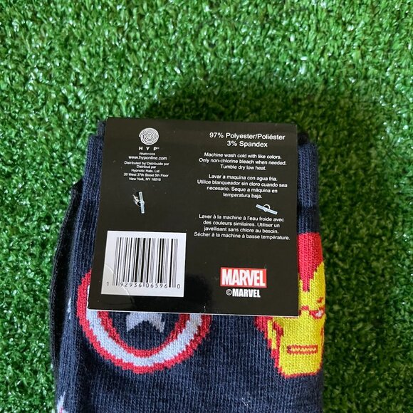 Marvel Set of 2 Ironman plus Avengers Hero Logo Casual Crew Socks Size 6-12 NEW - Picture 6 of 7